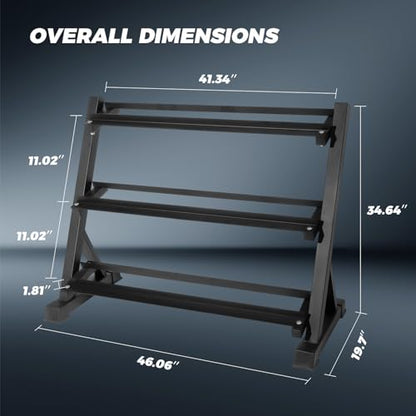 RitFit Rubber Hex Dumbbell Set with Storage Weight Rack - style: 650 LBS (10-55LB)