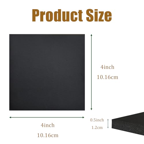 4 Pieces Adhesive Foam Padding 1/2 in Thick X 4 in X 4 in, Anti Vibration Pads, Closed Cell Foam Pads for Anti-Slip, Shock Absorption - size: 4in X 4in X 1/2in, style: With adhesive,Foam