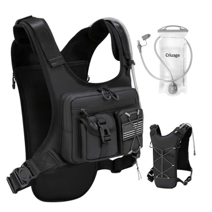 USA Patent Running Hydration Vest Backpack, Lightweight Chest Pack with 2.0L Water Bladder Bag Daypack for Hiking Running Cycling Race Marathon for Women Men - color: Black