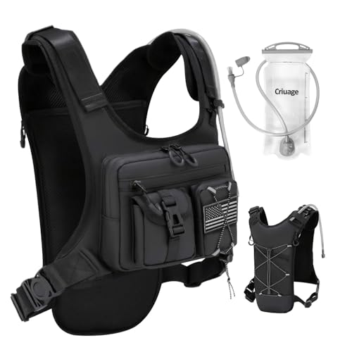 USA Patent Running Hydration Vest Backpack, Lightweight Chest Pack with 2.0L Water Bladder Bag Daypack for Hiking Running Cycling Race Marathon for Women Men - color: Black
