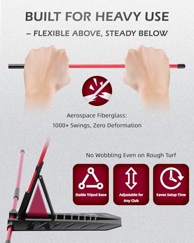 Golf Alignment Stick, Golf Swing Trainer with Angle Plate/Holder Sets, Posture Corrector Golf Trainging Aid, Swing Plane Trainer for Aiming, Putting, Swing/Golf Practice Tools