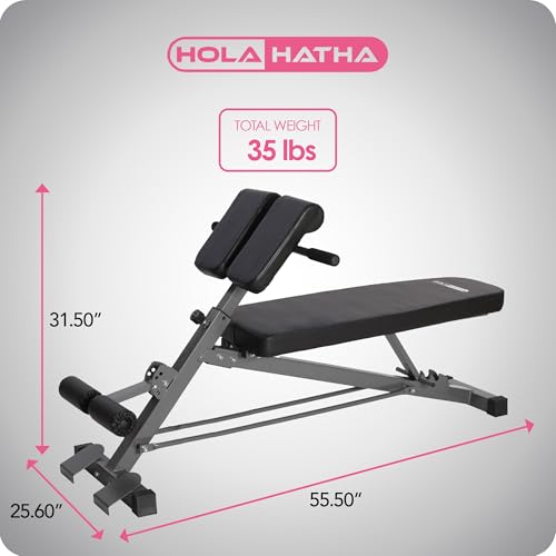 Adjustable Flat & Decline Bench, Weight Lifting and Training Equipment for Full Body Workout - Padded Seat and Dumbbell Storage