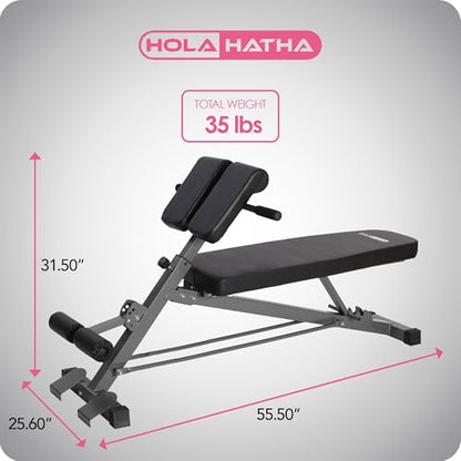 Adjustable Flat & Decline Bench, Weight Lifting and Training Equipment for Full Body Workout - Padded Seat and Dumbbell Storage
