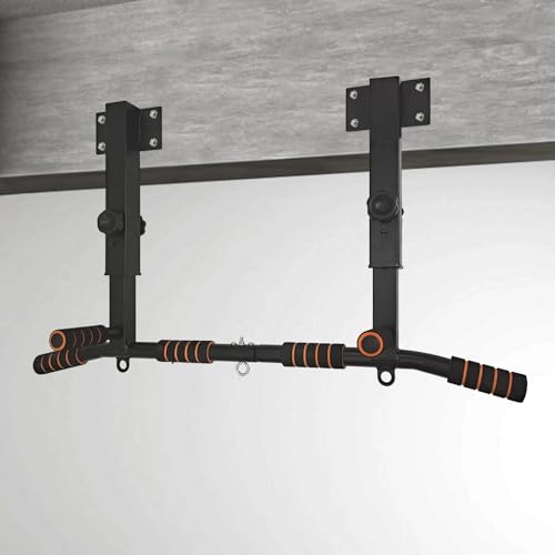 Wall Mounted Pull Up Bar Chin Up bar Multifunctional Dip Station for Indoor Home Gym Workout, Power Tower Set Training Equipment Fitness Dip Stand Supports to 440 Lbs - color: Joist Mount Pull Up Bar
