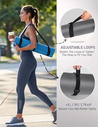 Yoga Mat Carrier Strap - Adjustable Thick and Wide Strap for Carrying Mat or Stretching - color: Hot Pink