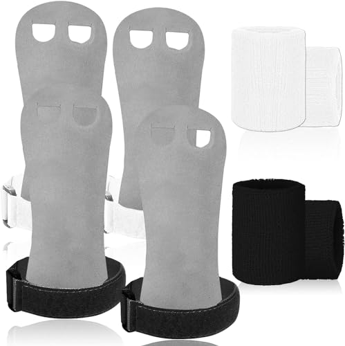 Amrta Gymnastics Grips with Wristbands for Girls 2 Pair - color: White-Dark, size: Medium