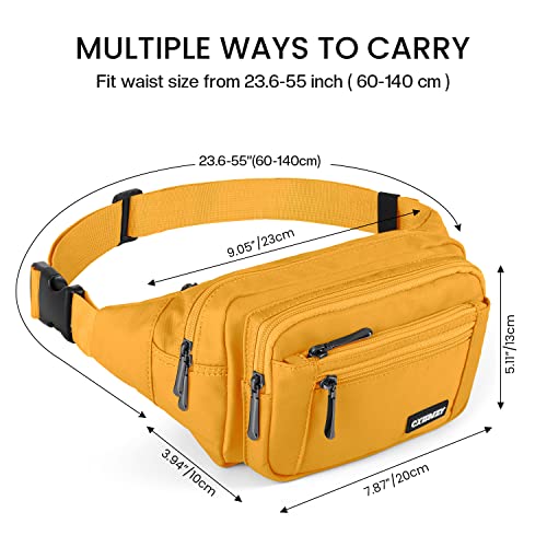CXWMZY Fanny Packs For Women & Men Waist Pack Hip Bum Bag with Multi-Pockets Large Capacity Waterproof Casual Bum Bag for Disney Traveling Casual Cycling Running Hiking (Yellow) - color: Yellow