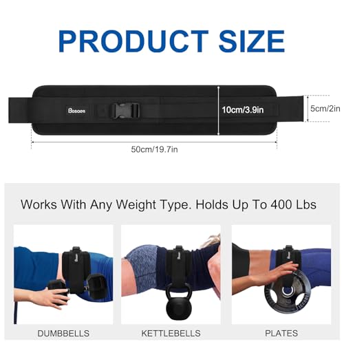Hip Thrust Belt, Hip Thrust Belt for Dumbbells Heavy, Booty Belt for Hip Thrust with 6.5mm Thick Non-slip Padding & 400lbs Load-Bearing, Hip Thrust Band for Gym, Home Workouts, Dumbbell, Kettlebells