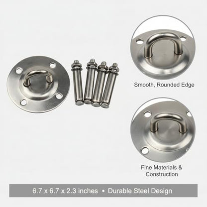 Stainless Steel Ceiling Mount Hook for Suspension Trainers & Swings - Heavy Duty Anchor Plate, 4.72 x 4.72 Inch