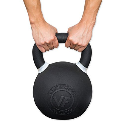 Valor Fitness Premium Cast Iron Kettlebells Powder Coated Kettle Bell Weights - Includes LB and KG Weight - color: E: 30LB