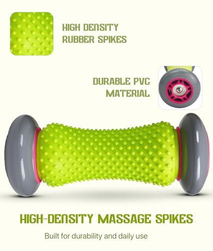 Foot Roller Massager for Plantar Fasciitis Relief, Neuropathy, Reflexology Trigger Point Foot Massager Roller, Feet Rollers with Spike Ball to Relieve Stress and Tight Muscles, Deep Tissue Massage