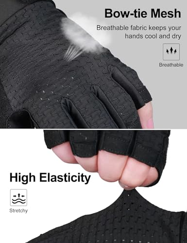 Workout Gloves for Men and Women, Half-Finger Gym Gloves, Shock-Absorbing, Anti-Slip & Breathable Exercise Gloves, Black - size: Small (Palm Width: 3.78 inches)