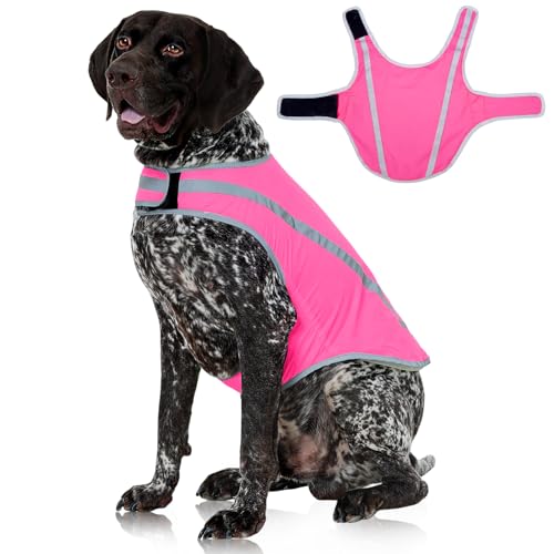 FUAMEY Dog Safety Vest High Vis Hunting Dog Vests for Large Dogs Reflective - color: Pink, size: X-Large