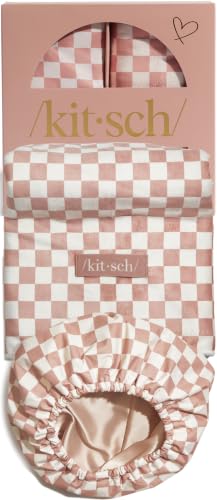 Kitsch XL Microfiber Hair Towel Wrap for Women - color: Blush Checkered