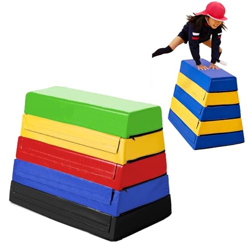 Kids Jumping Boxes for Training, Multicolor Stackable Soft Plyo Box, Kids Plyometric Jump Box Set, Kindergarten Vaulting Box for Kindergarten, Primary School, Home, Gym