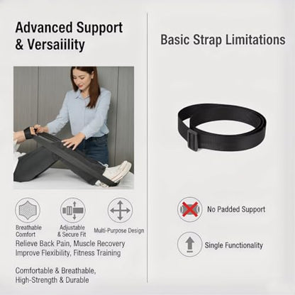 Stretching Strap with Detachable Shoulder Strap – Adjustable Nylon Stretch Band with Breathable Mesh Pad – Leg Stretcher for Yoga, Flexibility Training, Hamstring Stretch & Home Gym Equipment.