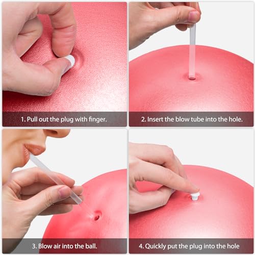 Cikyner Soft Pilates Ball, Small Exercise Ball 9 Inch Mini Gym Ball with Inflatable Straw, Suitable for Pilates, Yoga, Full Body Training, Physical Therapy and Balance improving at Home, Gym & Office - color: Red
