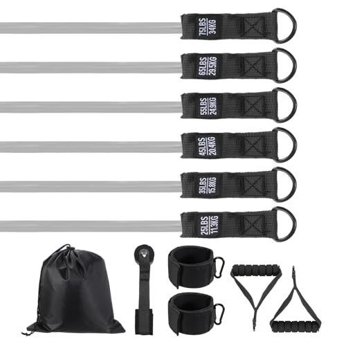 Resistance Bands Set, Bands for Working Out with Door Anchor/Handle/Ankle Strap/Pouch - color: Black & Grey