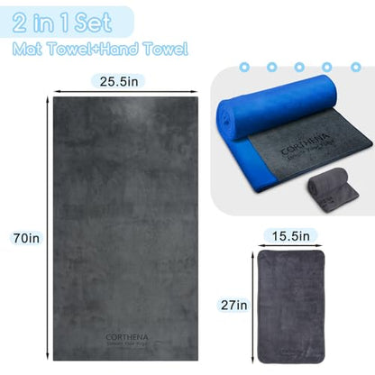 Hot Yoga Towel Set (2-Pack) – Super Absorbent, Skidless Sweat Towel for Hot Pilates, Bikram & Fitness - color: Blue