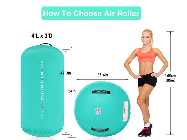 VOFiTNY Gymnastics Air Barrel Tumbling Equipment Back Handspring Trainer - color: Mint nopump, size: 4'L x 3'D