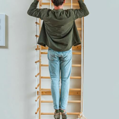 Avenlur Betula Swedish Ladder Wall Gym - Indoor Playset with Swing, Rope Ladder, Pull-Up Bar, and Slide - Indoor Gym for Kids and Adults - size: 79"