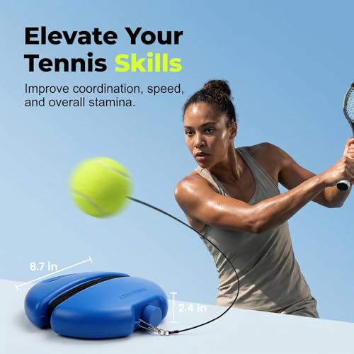 Tennis Ball Training Baseboard, Tennis Trainer Rebound Ball with String, Solo Tennis Practice Rebounder for Backyard, Court,Garage, Self Tennis Training Equipment Set for Adult,Beginner