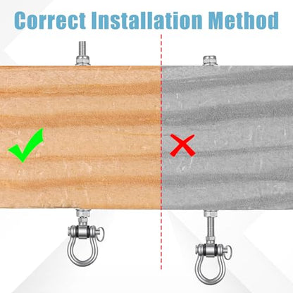 4 Pcs Heavy Duty Swing Hanger with Bearings M10 x 11 Stainless Steel Swing Hooks Screw Brackets Permanent Anti-Rust 180°,1500 LB for Wood Steel Beam Yoga Hammock Chair Punching Bag Porch Swings Seat