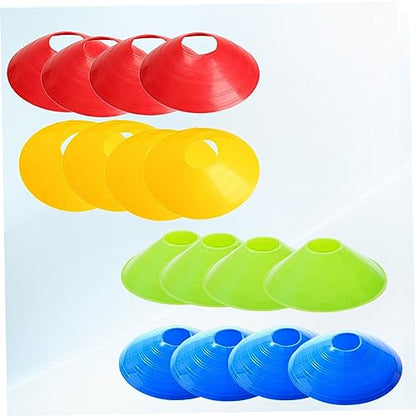 KESYOO 16 Pcs Soccer Training Disc Cones Football Marker Trays in Red Blue Green Yellow for Agility Drills and Outdoor Sports Practice