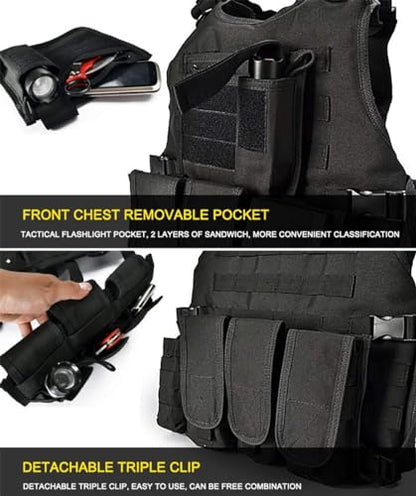 Adjustable Airsoft Vest for Outdoor Sports & Role-Playing Games, Lightweight Protective Gear with Multiple Pouches