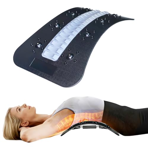 Back Stretcher, Back Stretcher for Lower Back Pain Relief, Spine Stretchers with Magnetic Massage, Adjustable Lumbar Support,Board for Waist & Back Cracking Device, Travel Accessories, Supports 220lbs