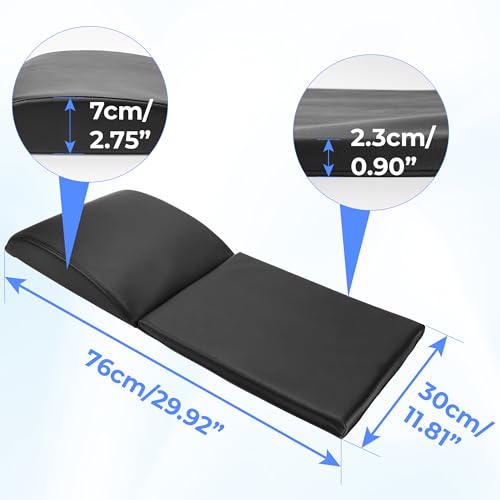 Ab Exercise Mat Fitness Abdominal Mat Sit Up Exercise Equipment for Core Training Thick Foam Pad Home Gym Workout Lumbar Support Lower Cushion Back Pain Relief Compact Floor Routine Foldable Trainer