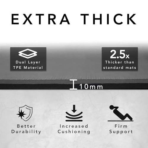 Large Exercise Mat – Extra Thick 10mm Workout Mat (72"x32") – Non-Slip TPE Yoga Mat for Women & Men – Pilates, HIIT, Fitness & Home Gym Mat – Includes Free Carry Bag