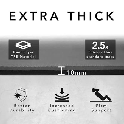 Large Exercise Mat – Extra Thick 10mm Workout Mat (72"x32") – Non-Slip TPE Yoga Mat for Women & Men – Pilates, HIIT, Fitness & Home Gym Mat – Includes Free Carry Bag