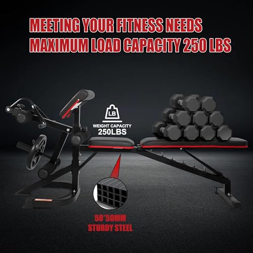 Fitvids Adjustable Weight Bench, Workout Bench for Home Gym, Adjustable 6 Position Utility Bench with Leg Extension and Preacher Pad, Leg Extension and Curl Machine, Multiple Styles