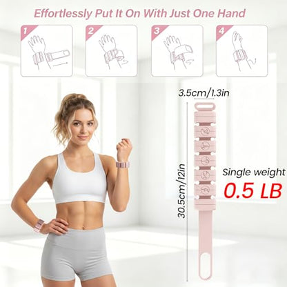 Silicone Wrist Ankle Weights 2Pcs Each Adjustable Weighted Bracelets for Women Men, Waterproof Sweatproof for Yoga Walking Gym Arm Leg Strength Training - size: 1lb Pair (0.5in Each)