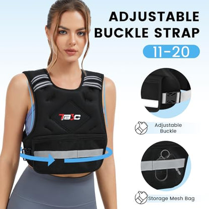 TB3C Adjustable Weighted Vest Woman, 4-10/11-20/20-30 LB Weight Vest for Women, Plus Size Womens Weighted Vest - color: Black, size: 11-20LB