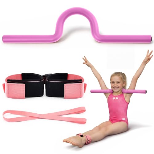 Gymnastics Training Equipment Set for Kids & Beginners, Shoulder Trainer with Adjustable Ankle Straps for Tumbling, Cheerleading, Dance, Handstand & Flexibility Training - color: Pink
