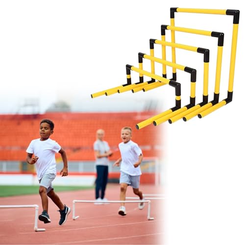 Height Adjustable Hurdles, Portable Training Hurdles, Set of 5 Different Height, Detachable Speed and Agility Hurdles Soccer Practice Equipment, Track and Field Worko, Yellow - color: Yellow