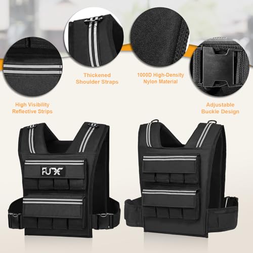 FUFF Adjustable Weighted Vest Men,20/30/40 LB Weight Vest for Strength Trainin, Workout Vest Woman with Removable Iron Weights for Walking, Rucking, Running, Exercise - size: 40 LB