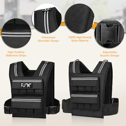 FUFF Adjustable Weighted Vest Men,20/30/40 LB Weight Vest for Strength Trainin, Workout Vest Woman with Removable Iron Weights for Walking, Rucking, Running, Exercise - size: 40 LB