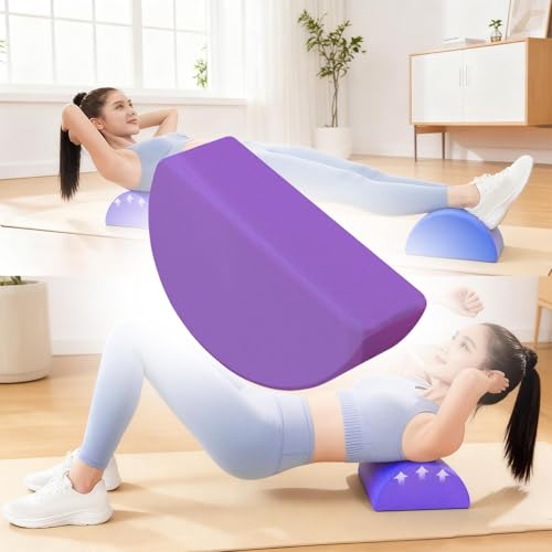 Half Round Yoga Block,Half Moon Balance Block,Multifunctional Exercise Brick Prop AntiSlip for Home Gym Workout Training - color: Violet