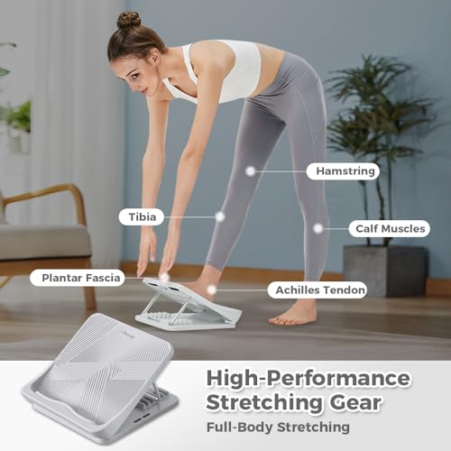 Keep Compact Slant Board for Calf Stretching, 5-Level Adjustable ABS Incline Board, Portable Foot Stretcher for Ankle Mobility, Yoga & Home Fitness, Women Teens Beginners, Grey - color: Grey