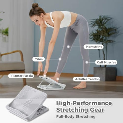 Keep Compact Slant Board for Calf Stretching, 5-Level Adjustable ABS Incline Board, Portable Foot Stretcher for Ankle Mobility, Yoga & Home Fitness, Women Teens Beginners, Grey - color: Grey