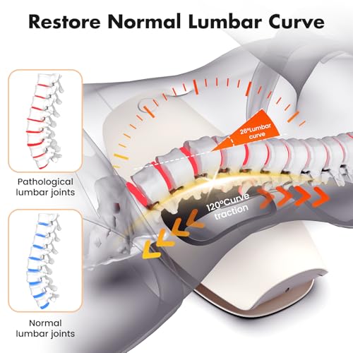 Quadruple Fusion Lower Back Massager for Back & Sciatica Pain Relief, Back Stretcher for Spinal Decompression, Lumbar Traction Device with Rocking Stretch & Height Adjust, Relaxation & Exercise Gift