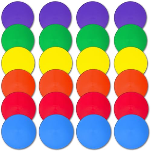 4 inch/9 Inch Colored Poly Spot Marker 12 Pcs, Non-Slip Rubber Agility Markers Flat Field Cones Floor Dots for Football, Basketball Training Markers, Dance Practice and Drills with Flat Cones Points - style: TPE 9 inch 24 Pcs