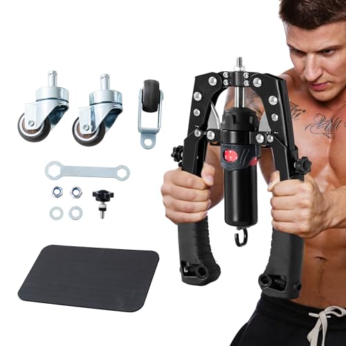 Hydraulic Arm Trainer, 1/3-in-1 Adjustable 22-440lbs Chest Expander with Ab Roller Wheel, Home Gym Full Body Fitness Equipment for Arm Chest Shoulder Abdominal Muscle Training for Men Women