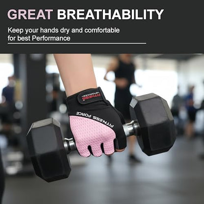 FITNESS FORCE Breathable Workout Gloves for Men and Women, Padded Weight Lifting Gloves with Full Palm Protection for Grip, Exercise, Cycling, Gym, Fitness Training