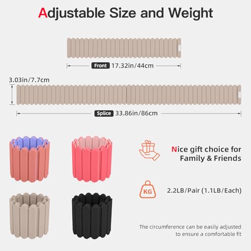 Abahub Wearable Wrist & Ankle Weights Set of 2, Stackable Magnetic Weighted Bracelet for Women, Waterproof Silicone Arm Leg Weights for Home Gym Workout, Walking, Yoga & Pilates - Beige, 2.2LB