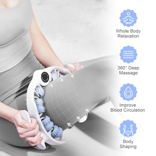 COSTWELL Cellulite Massager, Cellulite Remover Muscle Roller,360° Deep Tissue Massager for Leg, Neck,Calves, Arm,Thighs, Back,Manual Massager Foam Roller Fascia Massage Tool for Muscle Relieve. (Blue) - color: Blue