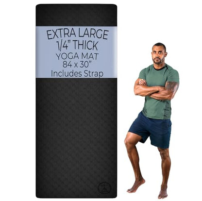 Extra Large Yoga Mat XL, Wide and Long, Extra Thick Non Slip Exercise Mat - color: Black, size: 6mm